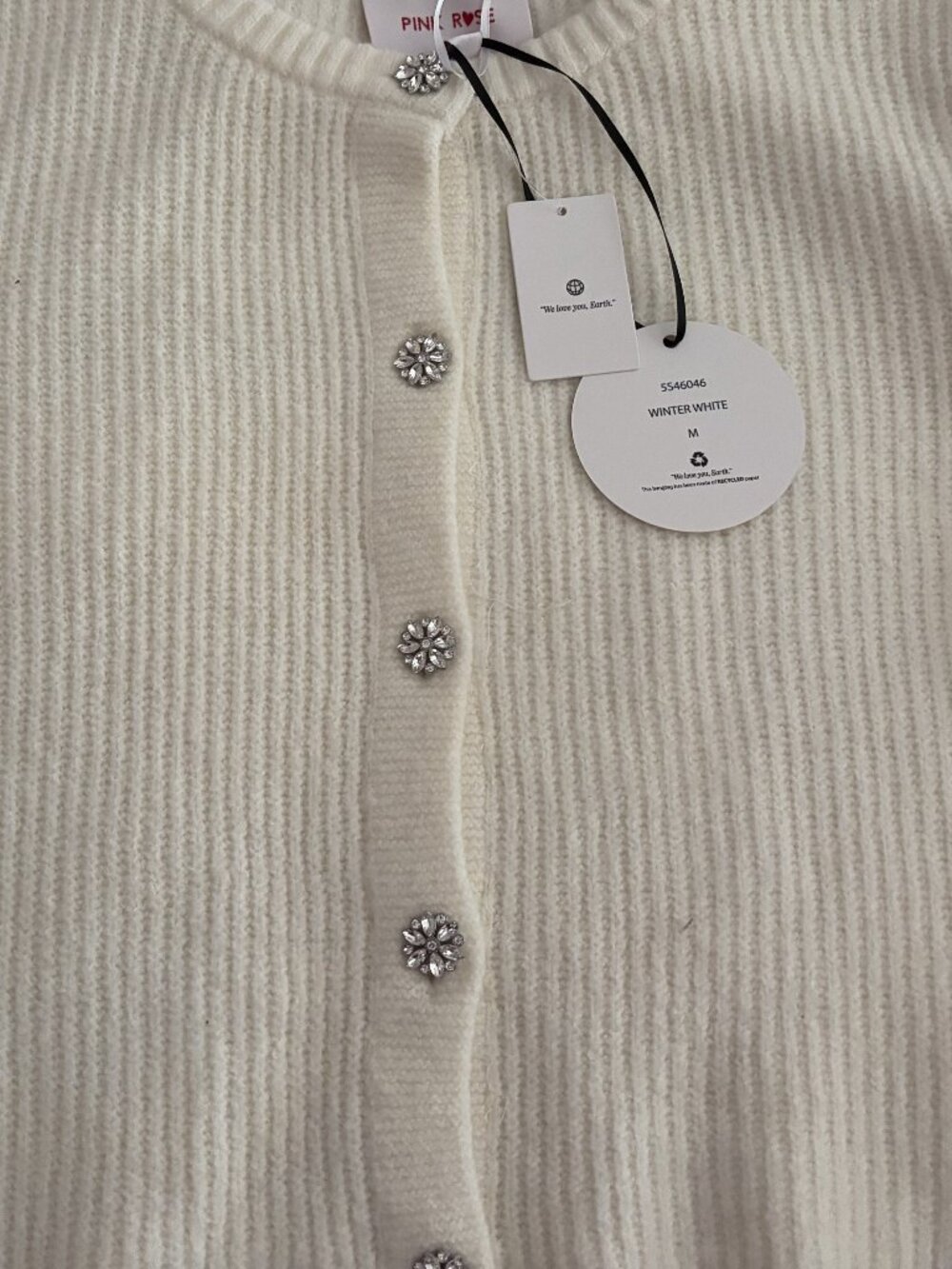 White, Cardigan, Soft knit sweater Size Medium